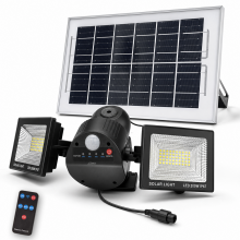 Proiector Solar LED de Exterior Cu Senzor De Miscare Si Telecomanda SIKS, 3 Surse De Lumina, Acumulator 6000 mAh, Lampa Solar...
