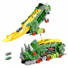 Jucarie Pentru Copii Interactiva Set Camion Dinozaur Triceratops 3 in 1 SIKS, Inghite Masinute, Transportator Si Pista De Lan...