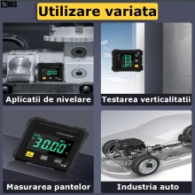 Inclinometru Digital Profesional Cu Laser Dual SIKS, Nivela Digitala Cu Baza Magnetica Pe 4 Laturi Si Goniometru 360 Grade, E...