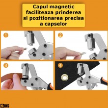 Set Cleste Profesional SIKS Pentru Ocheti Si Capse Metalice 10 mm, Manual, Pentru Prelate, Bannere Publicitare, Piele Si Mate... Set Cleste Profesional SIKS Pentru Ocheti Si Capse Metalice 10 mm, Manual, Pentru Prelate, Bannere Publicitare, Piele Si Mate...