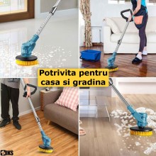 Masina De Curatat Electrica Multifunctionala SIKS Cu Perie Circulara Pentru Rosturi Si Pavaj Cu Acumulator Reincarcabil, 3 Ca...