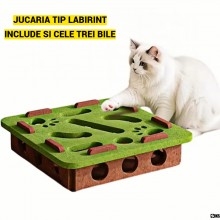 Jucarie Pentru Pisici SIKS Interactiva, Cutie Labirint Pentru Joaca Si Stimulare Mentala Cu 3 Bile, Din Fetru, Durabila, Fara... Jucarie Pentru Pisici SIKS Interactiva, Cutie Labirint Pentru Joaca Si Stimulare Mentala Cu 3 Bile, Din Fetru, Durabila, Fara...
