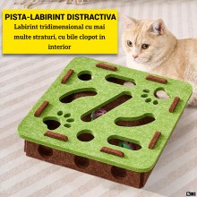 Jucarie Pentru Pisici SIKS Interactiva, Cutie Labirint Pentru Joaca Si Stimulare Mentala Cu 3 Bile, Din Fetru, Durabila, Fara...