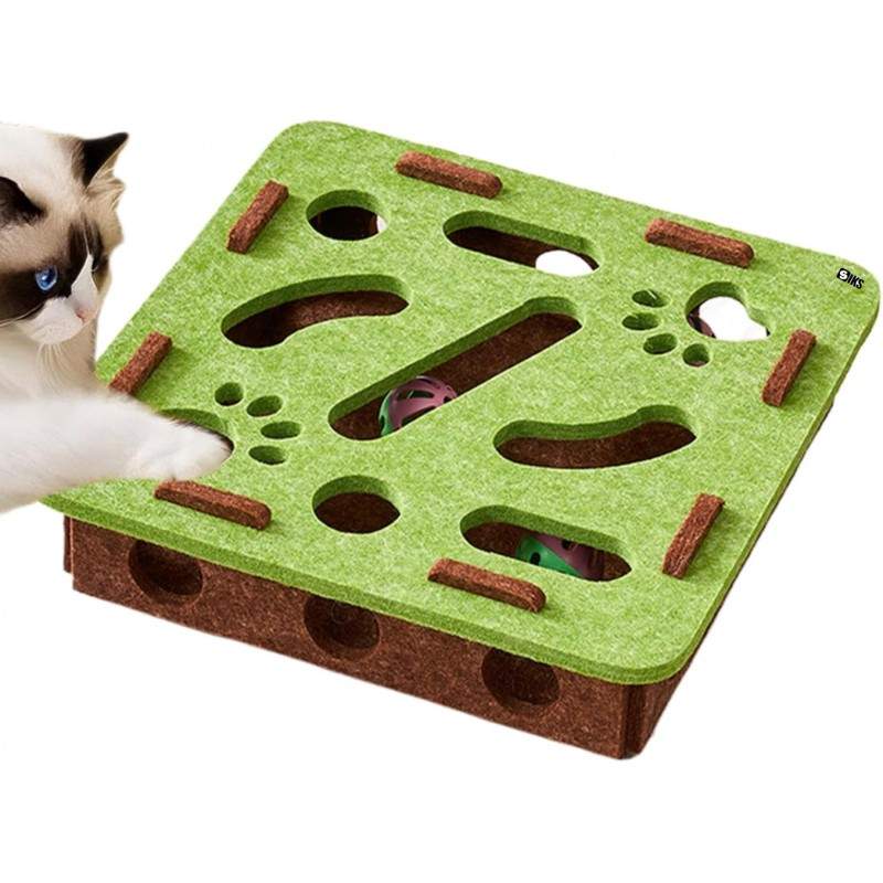 Jucarie Pentru Pisici SIKS Interactiva, Cutie Labirint Pentru Joaca Si Stimulare Mentala Cu 3 Bile, Din Fetru, Durabila, Fara... Jucarie Pentru Pisici SIKS Interactiva, Cutie Labirint Pentru Joaca Si Stimulare Mentala Cu 3 Bile, Din Fetru, Durabila, Fara...
