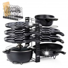 Suport Organizator SIKS Pentru Oale, Tigai Si Capace, Cu Separatoare Reglabile 19 cm, 8 Compartimente Ajustabile, Din Metal, ...