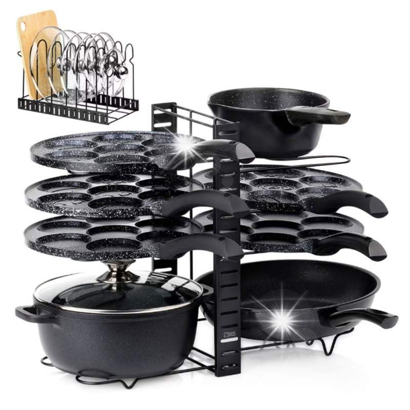 Suport Organizator SIKS Pentru Oale, Tigai Si Capace, Cu Separatoare Reglabile 19 cm, 8 Compartimente Ajustabile, Din Metal, ... Suport Organizator SIKS Pentru Oale, Tigai Si Capace, Cu Separatoare Reglabile 19 cm, 8 Compartimente Ajustabile, Din Metal, ...