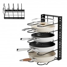 Suport Organizator SIKS Pentru Oale, Tigai Si Capace, Cu Separatoare Reglabile 19 cm, 5 Compartimente Ajustabile, Din Metal, ...