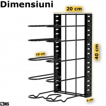 Suport Organizator SIKS Pentru Oale, Tigai Si Capace, Cu Separatoare Reglabile 19 cm, 5 Compartimente Ajustabile, Din Metal, ... Suport Organizator SIKS Pentru Oale, Tigai Si Capace, Cu Separatoare Reglabile 19 cm, 5 Compartimente Ajustabile, Din Metal, ...