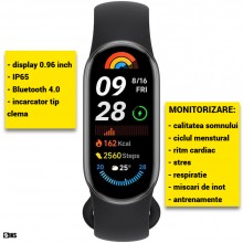 Bratara Fitness Smart Band 9 SIKS, Functie Monitorizare Somn, Antrenament, Masurare Ritm Cardiac, Puls, Saturatie, Calorii, P... Bratara Fitness Smart Band 9 SIKS, Functie Monitorizare Somn, Antrenament, Masurare Ritm Cardiac, Puls, Saturatie, Calorii, P...