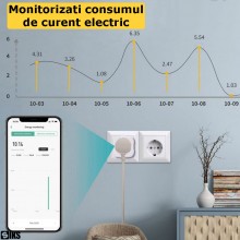 Priza Smart SIKS, Priza WiFi Inteligenta Cu Monitorizare Consum Energie, Priza Cu Control Vocal Prin Aplicatie Amazon Alexa S... Priza Smart SIKS, Priza WiFi Inteligenta Cu Monitorizare Consum Energie, Priza Cu Control Vocal Prin Aplicatie Amazon Alexa S...