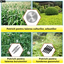Motocoasa Electrica SIKS, Masina De Tuns Iarba, Trimmer Portabil Fara Fir Cu 3 Moduri De Taiere Pentru Iarba/Gazon, Cu Brat A...