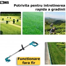 Motocoasa Electrica SIKS, Masina De Tuns Iarba, Trimmer Portabil Fara Fir Cu 3 Moduri De Taiere Pentru Iarba/Gazon, Cu Brat A...