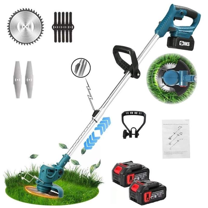 Motocoasa Electrica SIKS, Masina De Tuns Iarba, Trimmer Portabil Fara Fir Cu 3 Moduri De Taiere Pentru Iarba/Gazon, Cu Brat A...