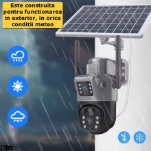 Camera Supraveghere Video 4K UltraHD SIKS, 2 Lentile, Panou Incarcare Solara, WiFi, 6MP, Slot MicroSD, Monitorizare Vocala, R...
