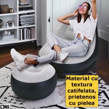 Set Fotoliu Gonflabil SIKS Cu Suport Pentru Picioare, Exterior Catifelat, Realizat Din PVC, Dimensiuni Fotoliu 116x98x83cm, S...