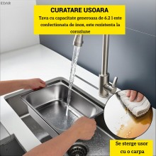Tava Gastronorm EDAR GN din Inox cu Capac, 6.2L, 32.5x17.5x10 cm, Stivuibila, Compatibila Cuptor si Frigider, Potrivit pentru...