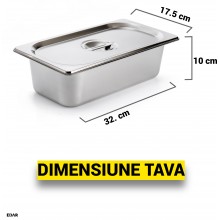 Tava Gastronorm EDAR GN din Inox cu Capac, 6.2L, 32.5x17.5x10 cm, Stivuibila, Compatibila Cuptor si Frigider, Potrivit pentru... Tava Gastronorm EDAR GN din Inox cu Capac, 6.2L, 32.5x17.5x10 cm, Stivuibila, Compatibila Cuptor si Frigider, Potrivit pentru...
