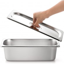 Tava Gastronorm EDAR GN din Inox cu Capac, 6.2L, 32.5x17.5x10 cm, Stivuibila, Compatibila Cuptor si Frigider, Potrivit pentru...