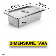 Tava Gastronorm EDAR GN din Inox cu Capac, 8.6L, 32.5x26.5x10 cm, Stivuibila, Compatibila Cuptor si Frigider, Potrivit pentru... Tava Gastronorm EDAR GN din Inox cu Capac, 8.6L, 32.5x26.5x10 cm, Stivuibila, Compatibila Cuptor si Frigider, Potrivit pentru...
