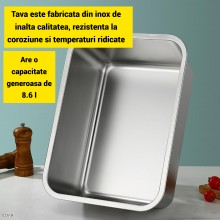 Tava Gastronorm EDAR GN din Inox cu Capac, 8.6L, 32.5x26.5x10 cm, Stivuibila, Compatibila Cuptor si Frigider, Potrivit pentru...