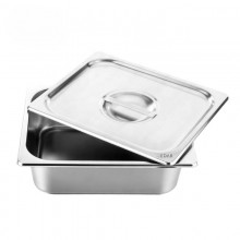 Tava Gastronorm EDAR GN din Inox cu Capac, 8.6L, 32.5x26.5x10 cm, Stivuibila, Compatibila Cuptor si Frigider, Potrivit pentru...