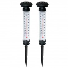 Set 2 x Termometru Solar De Gradina SIKS Cu Lampa Led Si Incarcare Solara De Exterior, Pentru Curte, Gazon Sau Ghiveci Flori,...