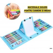 Set Creativ EDAR Desen si Pictura Copii, 208 piese, Creioane Colorate, Carioci si Acuarele, Accesorii, Trusa Compartimentata ...
