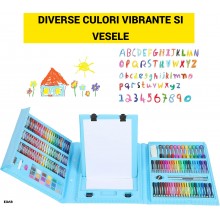 Set Creativ EDAR Desen si Pictura Copii, 208 piese, Creioane Colorate, Carioci si Acuarele, Accesorii, Trusa Compartimentata ...