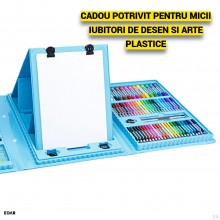 Set Creativ EDAR Desen si Pictura Copii, 208 piese, Creioane Colorate, Carioci si Acuarele, Accesorii, Trusa Compartimentata ...