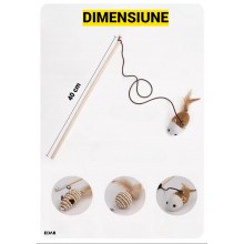 Set EDAR 4 Jucarii Interactive Pentru Pisici Cu Pene - Soricel, Ghem, Roata - Stimulare Instinct Vanat si Distractie Interior...