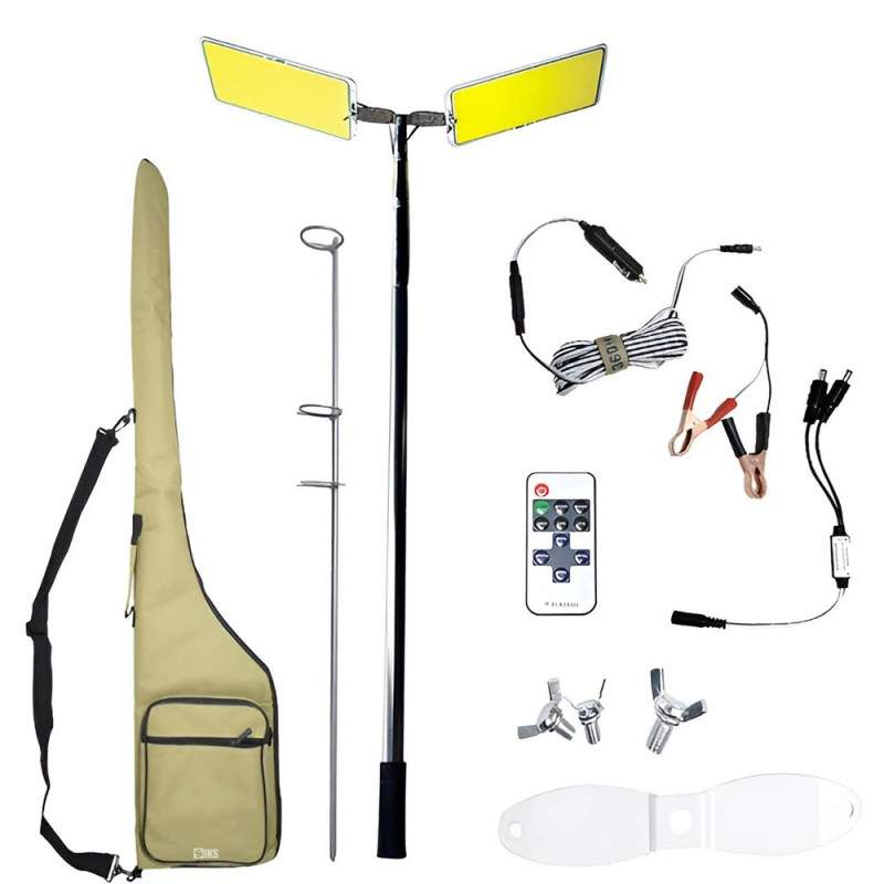 Lampa LED Telescopica Pentru Camping/Pescuit/Vanatoare SIKS Tip Undita, Inaltime Pana la 5 Metri Reglabila, Proiector Cu 2 Pa...