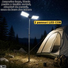 Lampa LED Telescopica Pentru Camping/Pescuit/Vanatoare SIKS Tip Undita, Inaltime Pana la 5 Metri Reglabila, Proiector Cu 2 Pa...
