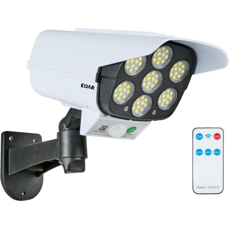 Lampa Solara EDAR Tip Camera De Supraveghere, 77 LED, cu Senzor de Miscare si Telecomanda, pentru Exterior, Gradina si Alee, ...