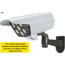 Lampa Solara EDAR Tip Camera De Supraveghere, 77 LED, cu Senzor de Miscare si Telecomanda, pentru Exterior, Gradina si Alee, ...