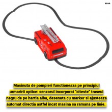Masinuta Interactiva EDAR Pompieri cu Senzor Optic, Urmareste Linia Desenata, Jucarie Educativa cu Marker Inclus, Rosu