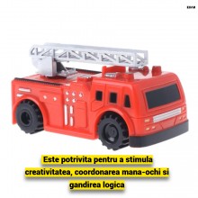 Masinuta Interactiva EDAR Pompieri cu Senzor Optic, Urmareste Linia Desenata, Jucarie Educativa cu Marker Inclus, Rosu