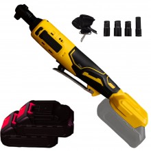 Cheie Cu Clichet Electrica SIKS, Cu Acumulator, Fara Fir, 2 Acumulatori Inclusi, 6 Accesorii, Unghi 90 Grade, Lumina Led Inte...