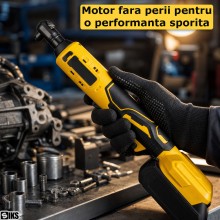 Cheie Cu Clichet Electrica SIKS, Cu Acumulator, Fara Fir, 2 Acumulatori Inclusi, 6 Accesorii, Unghi 90 Grade, Lumina Led Inte...