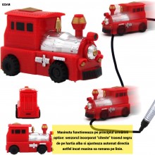 Masinuta Interactiva EDAR Model Locomotiva cu Senzor Optic, Urmareste Linia Desenata, Jucarie Educativa cu Marker Inclus, Rosu