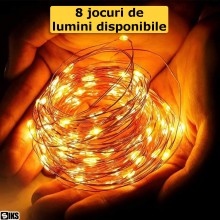 Instalatie de Craciun Solara Tip Liniar SIKS, Lumina Calda, 10 Metri, 100 LED-uri, Incarcare Panou Solar, Utilizare Interior/... Instalatie de Craciun Solara Tip Liniar SIKS, Lumina Calda, 10 Metri, 100 LED-uri, Incarcare Panou Solar, Utilizare Interior/...
