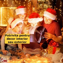 Instalatie de Craciun Solara Tip Liniar SIKS, Lumina Calda, 20 Metri, 200 LED-uri, Incarcare Panou Solar, Utilizare Interior/...