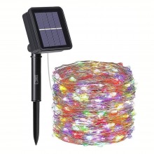 Instalatie de Craciun Solara Tip Liniar SIKS, Lumina Multicolora, 20 Metri, 200 LED-uri, Incarcare Panou Solar, Utilizare Int...