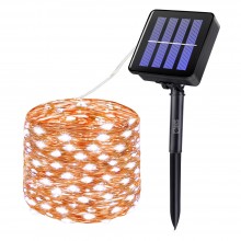 Instalatie de Craciun Solara Tip Liniar SIKS, Lumina Rece, 10 Metri, 100 LED-uri, Incarcare Panou Solar, Utilizare Interior/E...