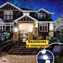 Instalatie de Craciun Solara Tip Liniar SIKS, Lumina Rece, 10 Metri, 100 LED-uri, Incarcare Panou Solar, Utilizare Interior/E...