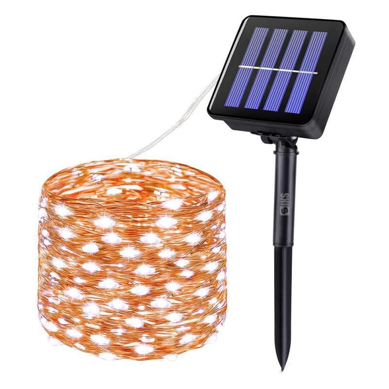 Instalatie de Craciun Solara Tip Liniar SIKS, Lumina Rece, 20 Metri, 200 LED-uri, Incarcare Panou Solar, Utilizare Interior/E...