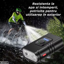 Lumina Bicicleta EDAR, Far + Stop, LED, 6 Moduri De Lumina, Reincarcabil USB, Rezistent La Apa, Negru Lumina Bicicleta EDAR, Far + Stop, LED, 6 Moduri De Lumina, Reincarcabil USB, Rezistent La Apa, Negru