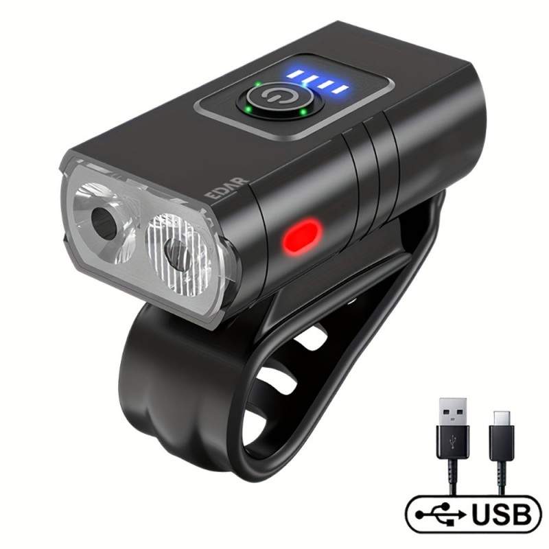Lumina Bicicleta EDAR, Far + Stop, LED, 6 Moduri De Lumina, Reincarcabil USB, Rezistent La Apa, Negru Lumina Bicicleta EDAR, Far + Stop, LED, 6 Moduri De Lumina, Reincarcabil USB, Rezistent La Apa, Negru