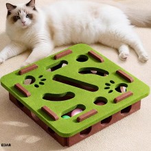 Jucarie Interactiva EDAR Pentru Pisici, Cutie Labirint cu 3 Bile, Realizat din Fetru Durabil, Pentru Stimulare Mentala si Red...