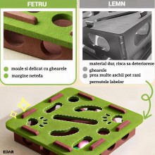 Jucarie Interactiva EDAR Pentru Pisici, Cutie Labirint cu 3 Bile, Realizat din Fetru Durabil, Pentru Stimulare Mentala si Red...