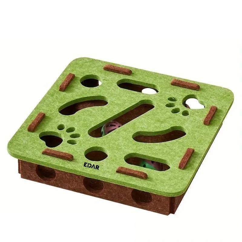 Jucarie Interactiva EDAR Pentru Pisici, Cutie Labirint cu 3 Bile, Realizat din Fetru Durabil, Pentru Stimulare Mentala si Red...